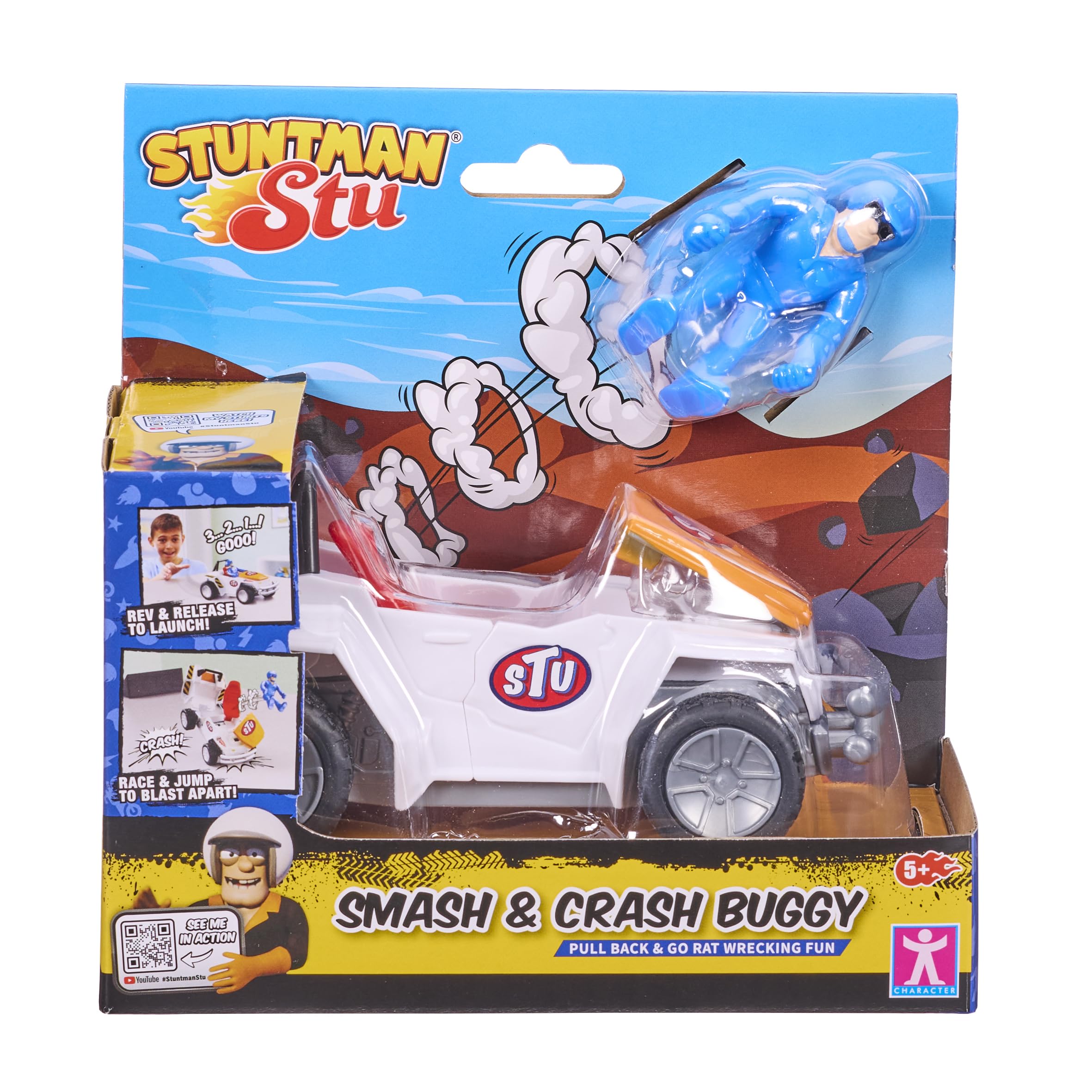 Stuntman Stu Smash and Crash Buggy Break apart stunt Set including ejectable parts toys Stunt toys, Multicolor, 7.5 centimeters