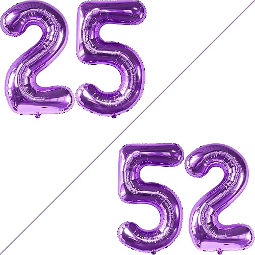 Miniatura 2 de KatchOn Globo gigante morado del número 25 40 pulgadas globo de 25 años globo morado del número 25 decoraciones de cumpleaños 25 para mujer globo de