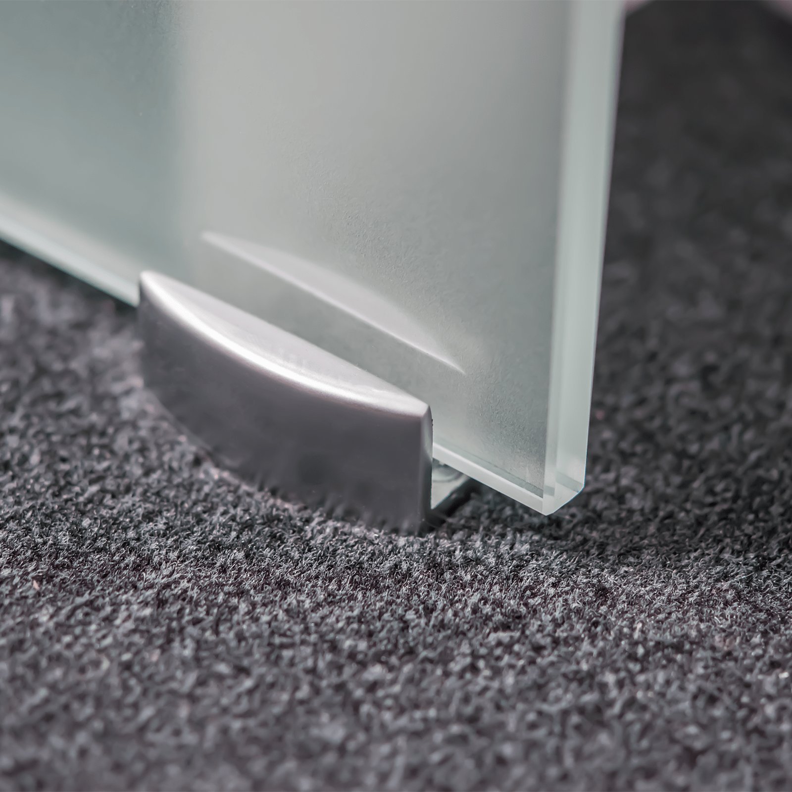 inova Glas-Schiebetür offene Schiene 900 x 2080 mm Blockstreifen Edelstahl Komplettset mit Lauf-Schiene und Stangengriff