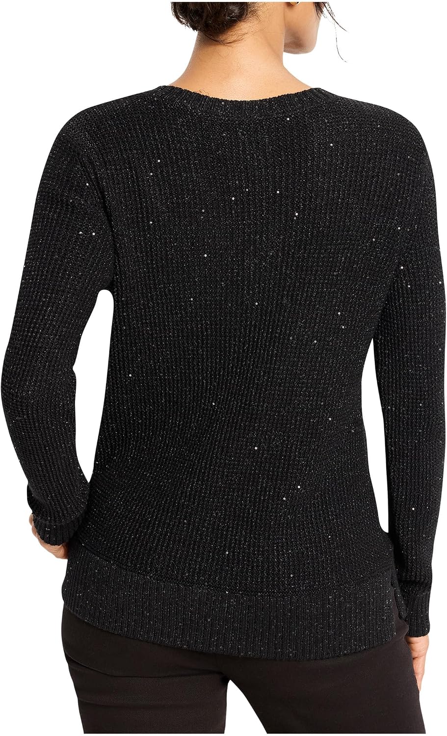 NIC+ZOE Shimmer Waffle V-Neck Sweater