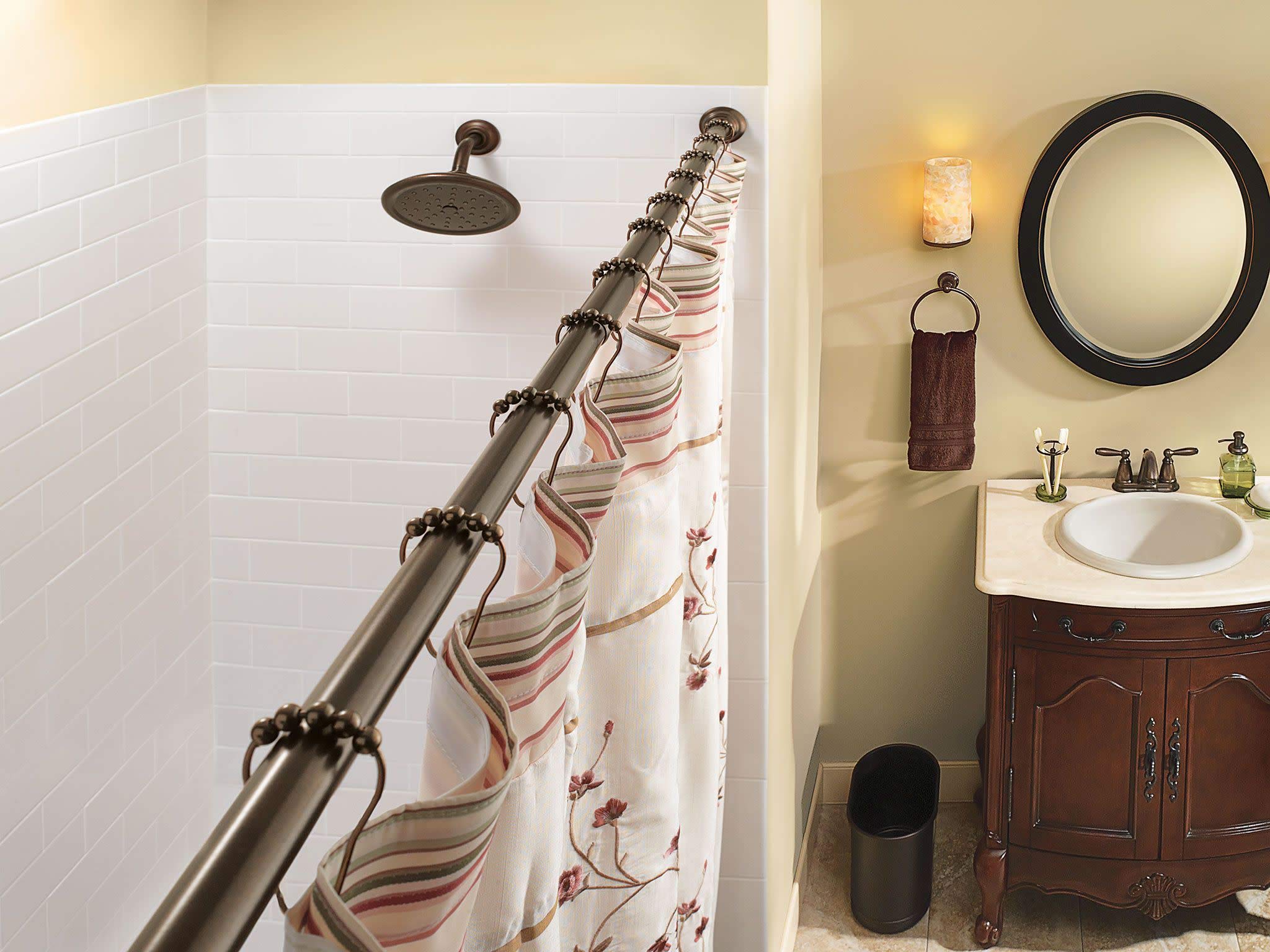 Moen TR1000OWB 44-72-Inch Adjustable Tension Mounted Straight Shower Curtain Rod, Old World Bronze