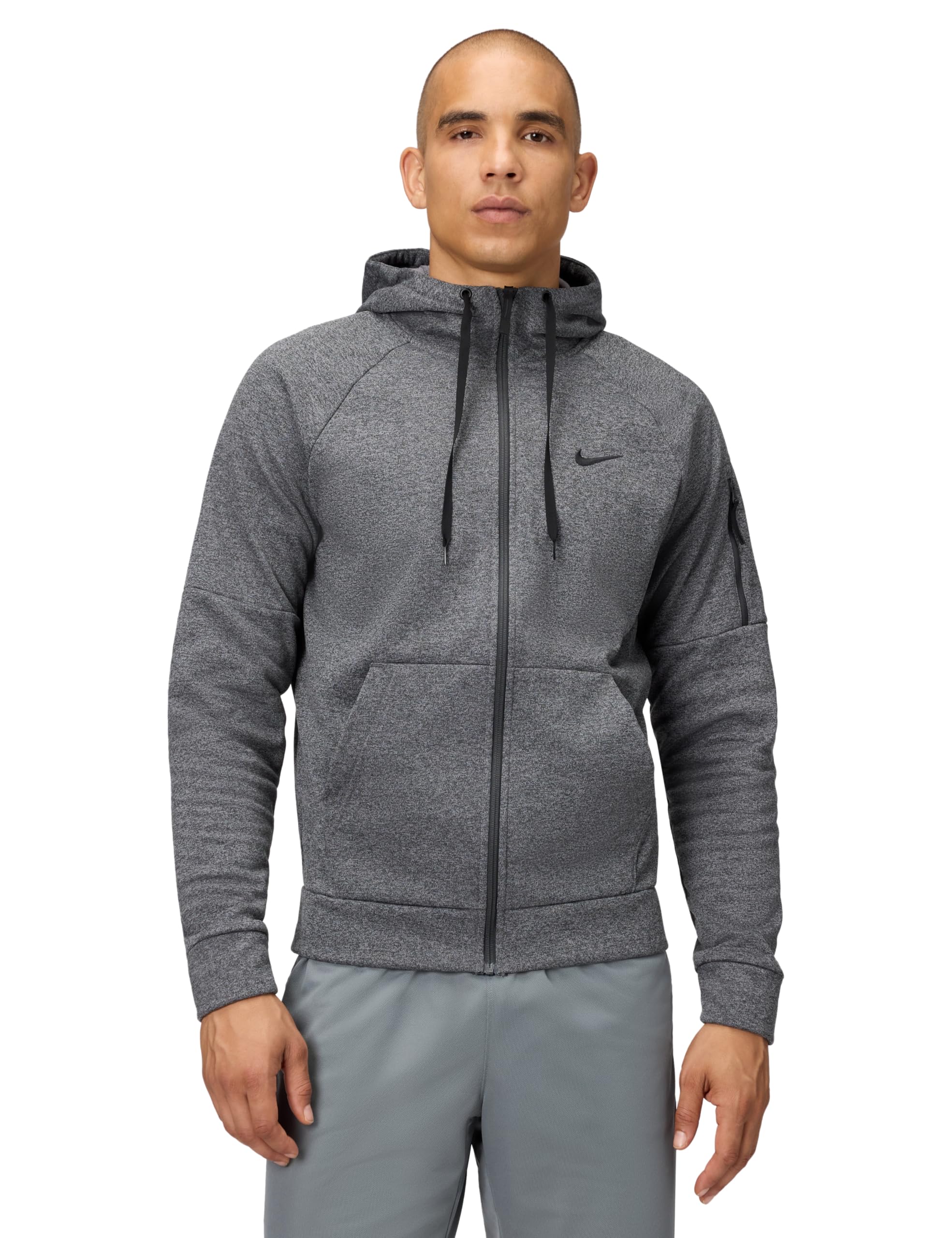 Nike Men's M Nk Tf Hd Fz Hooded Full Zip LS TOP, Charcoal Heather/Dark Smoke Grey/Black, M