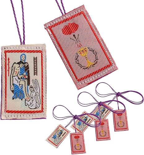 TALPGOD Escapulario Púrpura Católico 3 Pcs Marie Julie Jahenny de Benedicción, Escapularios Católicos Regalo para Primera Comunión y Confirmación,