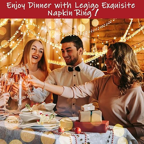 Miniatura 7 de Legigo Juego de 12 servilleteros de ciervo de Navidad - Servilleteros de Navidad con ciervos de diamantes para servilletas de tela, decoración de