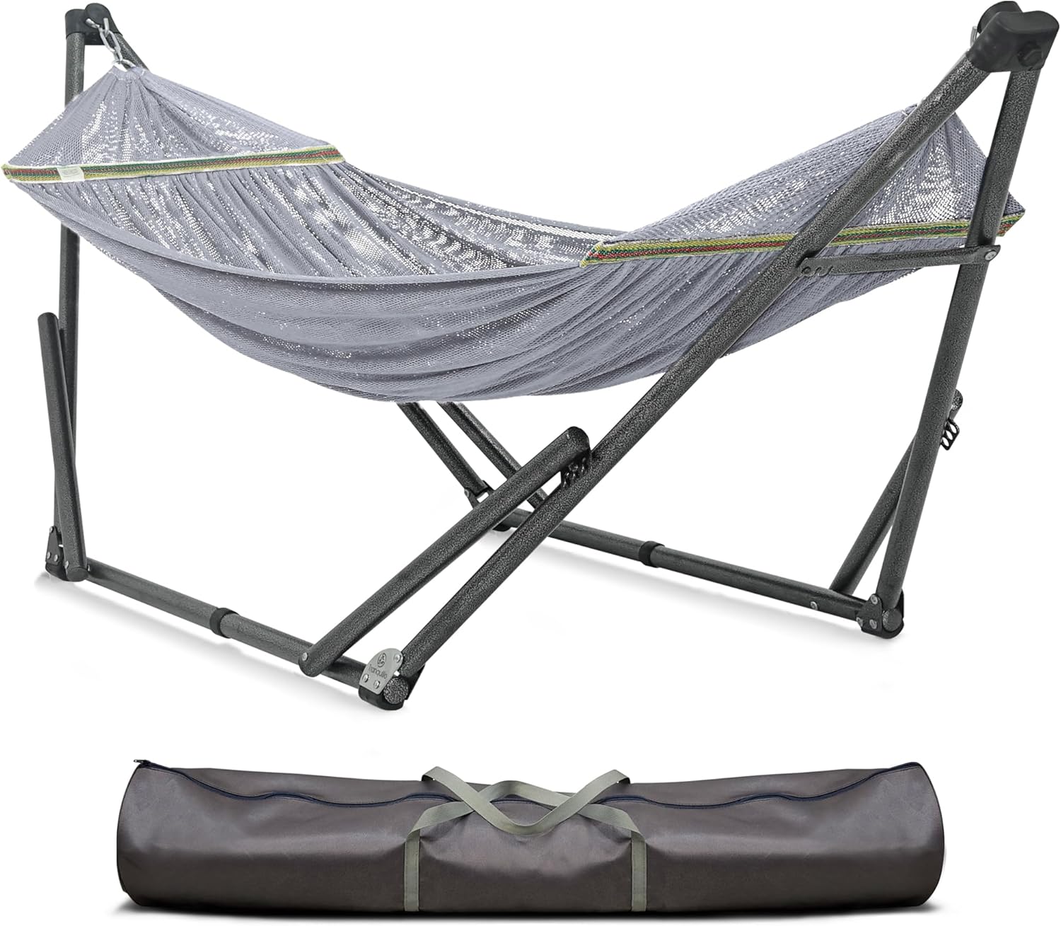 Tranquillo Uniki Hammock, Instant 30s Foldable Hammock Stand, 550 lbs Capacity Portable Hammock, 3-Year Warranty Sturdy Stand, Revolutionary Design No Screws Needed, Premium Carry Bag Included, Grey 1. Grey Small