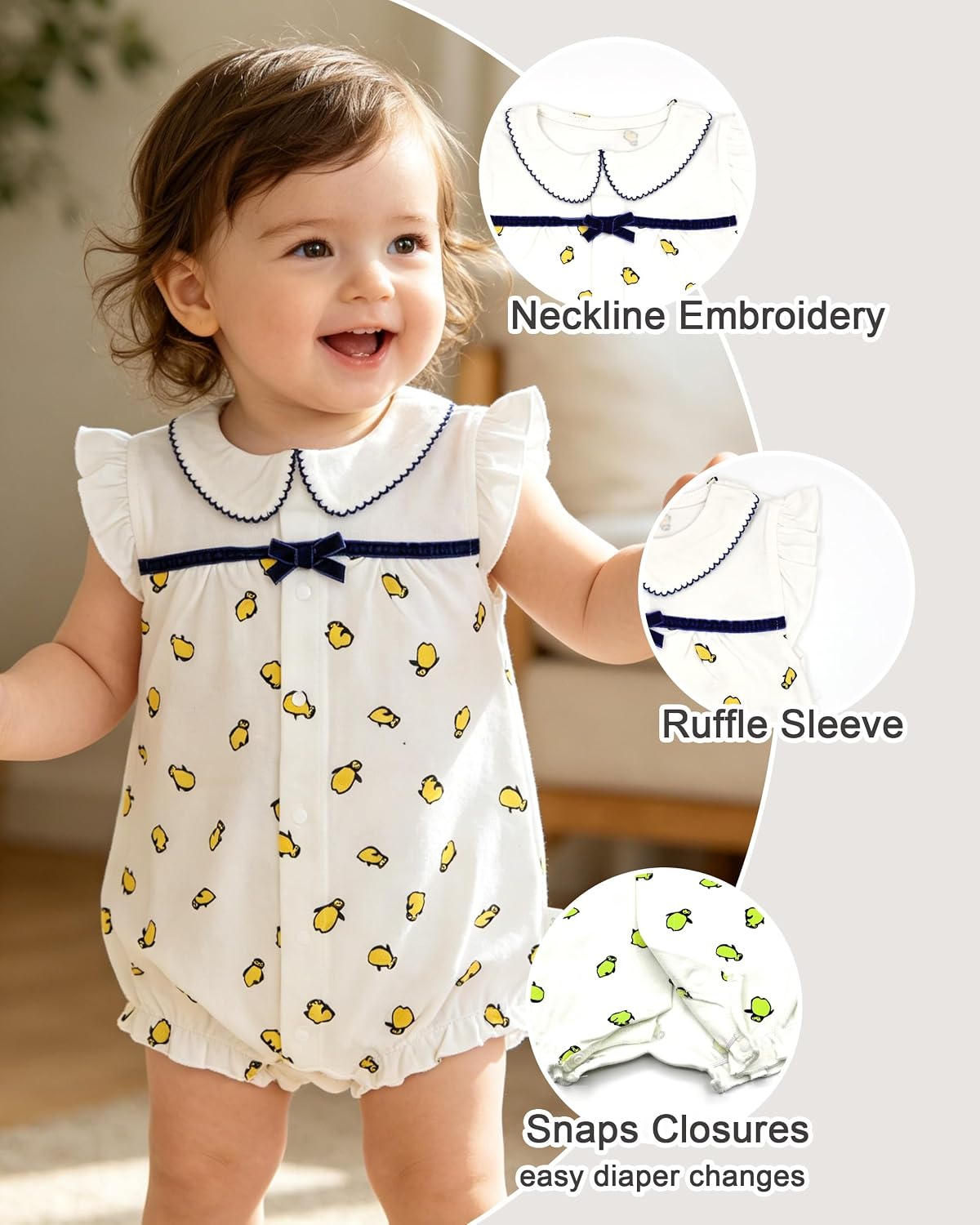 Baby Girl Clothes 100% Cotton Summer Outfits Ruffle Sleeveless Romper