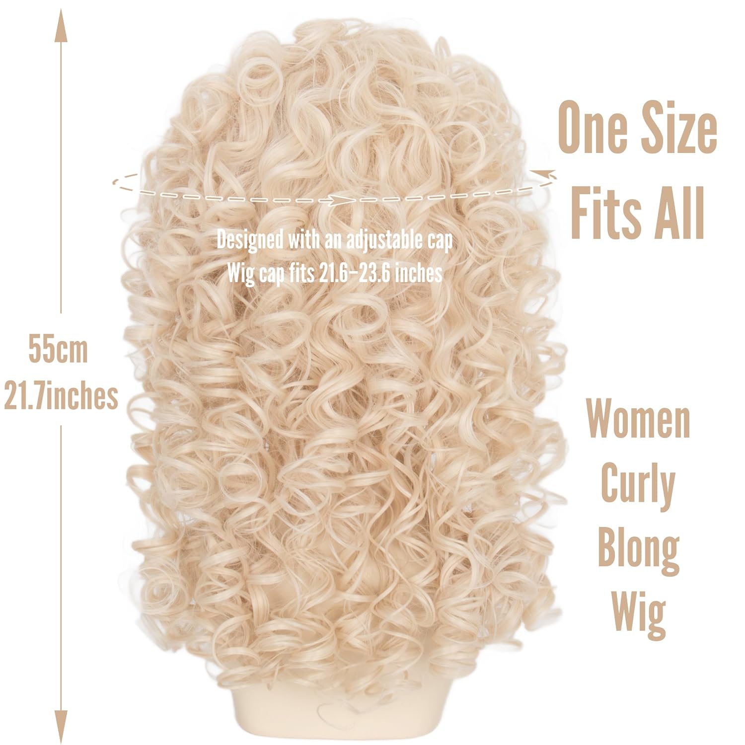 Yan Dream 70s 80s Long Blonde Beehive Costume Wig Women Bouffant Curly Wig