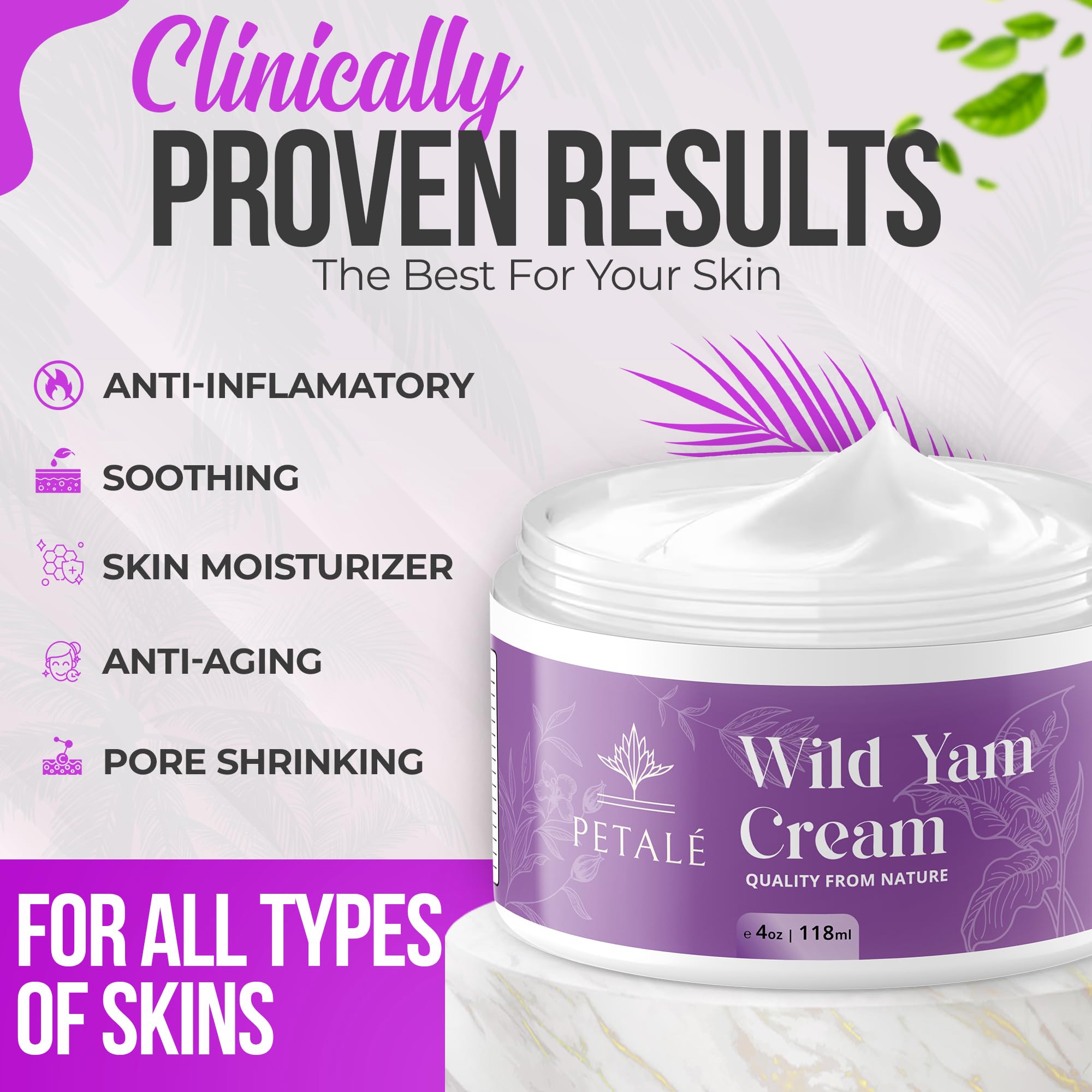 Petale Wild Yam Cream 118ml, Wild Yam Cream for Menopause Hormone Balance Cream, Estrogen Support Cream - Image 3