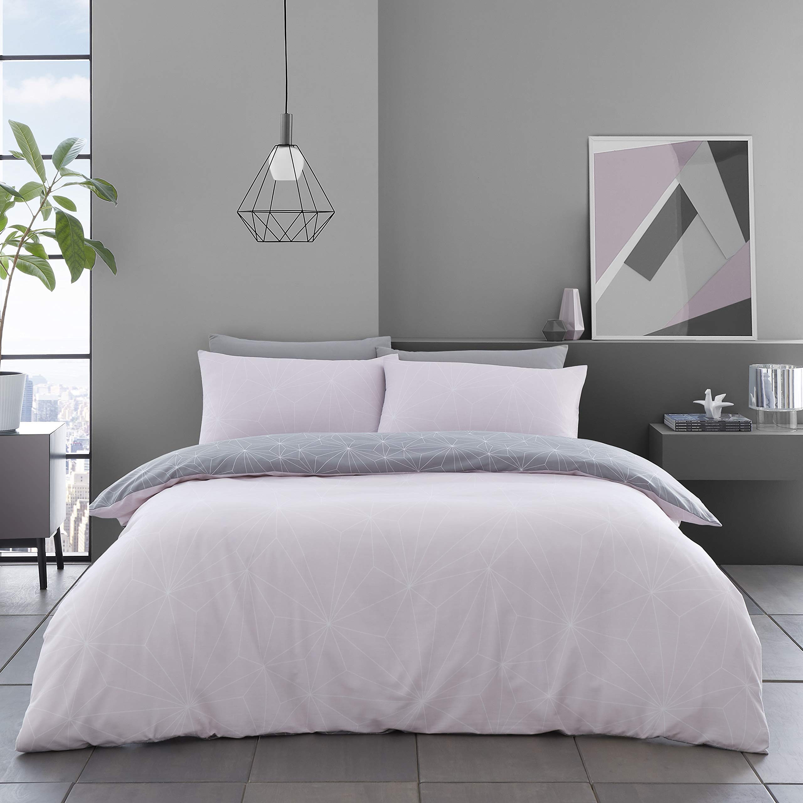 GC GAVENO CAVAILIA Printed Duvet Cover Sets, Reversible Bedding Bed Set, Polycotton Quilt Covers, Rex-Blush Pink, Single