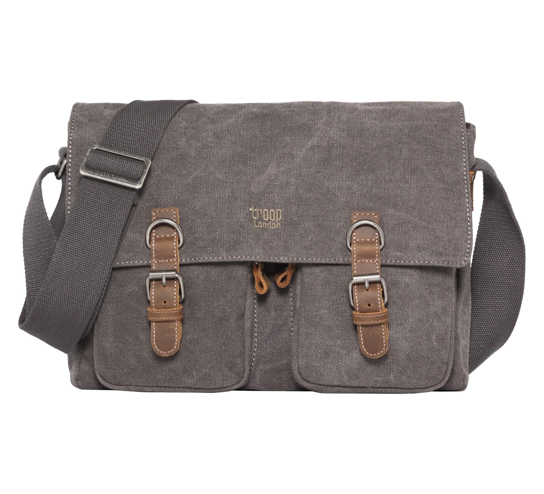 Troop London TRP0210 Classic Canvas Messenger Bag (Charcoal)