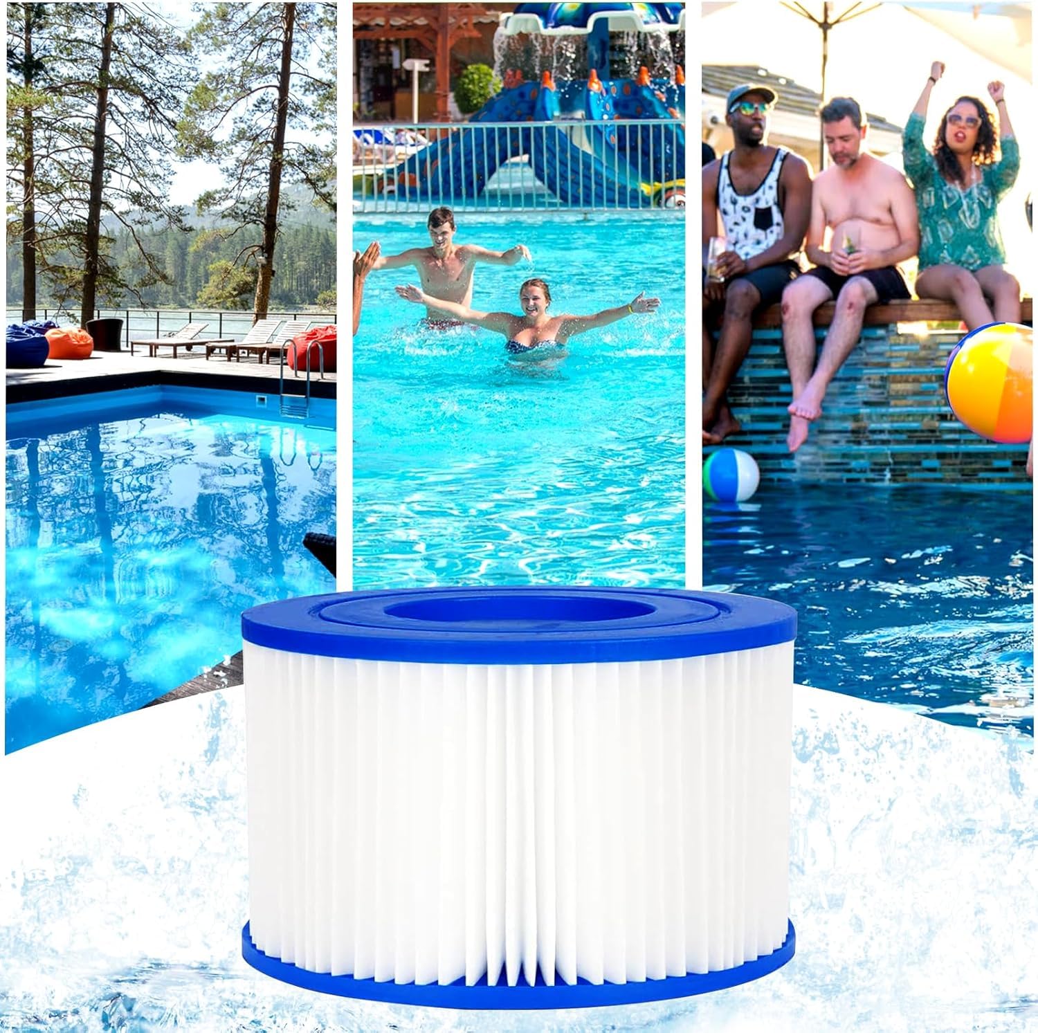 Lot de 6 Filtres de Type VI pour Spa, Filtre VI Cartouche pour Bestway Lay-Z-Spa, Filtre Piscine Filtre de Spa et de Bain à Remous Type VI pour Miami, Monaco, Vegas, 58323, Palm Springs, Paris