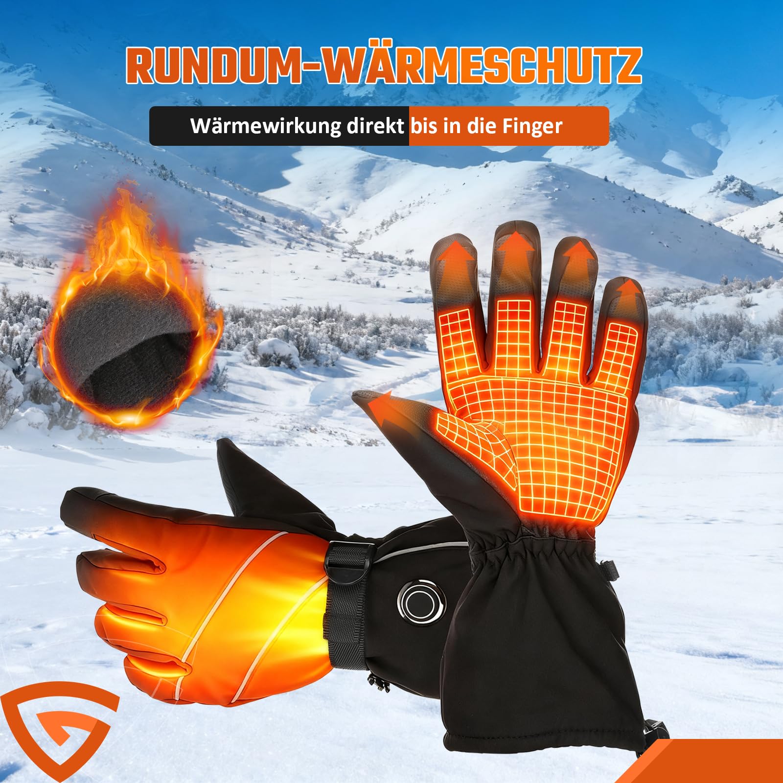 GEARMONSTER Ogrzewane rękawiczki dla mężczyzn i kobiet, 5 V, 5000 mAh, podgrzewane rękawiczki z ładowaniem USB-C na zimę, do aktywności na świeżym powietrzu, motocykla, jazdy na rowerze, jazdy na