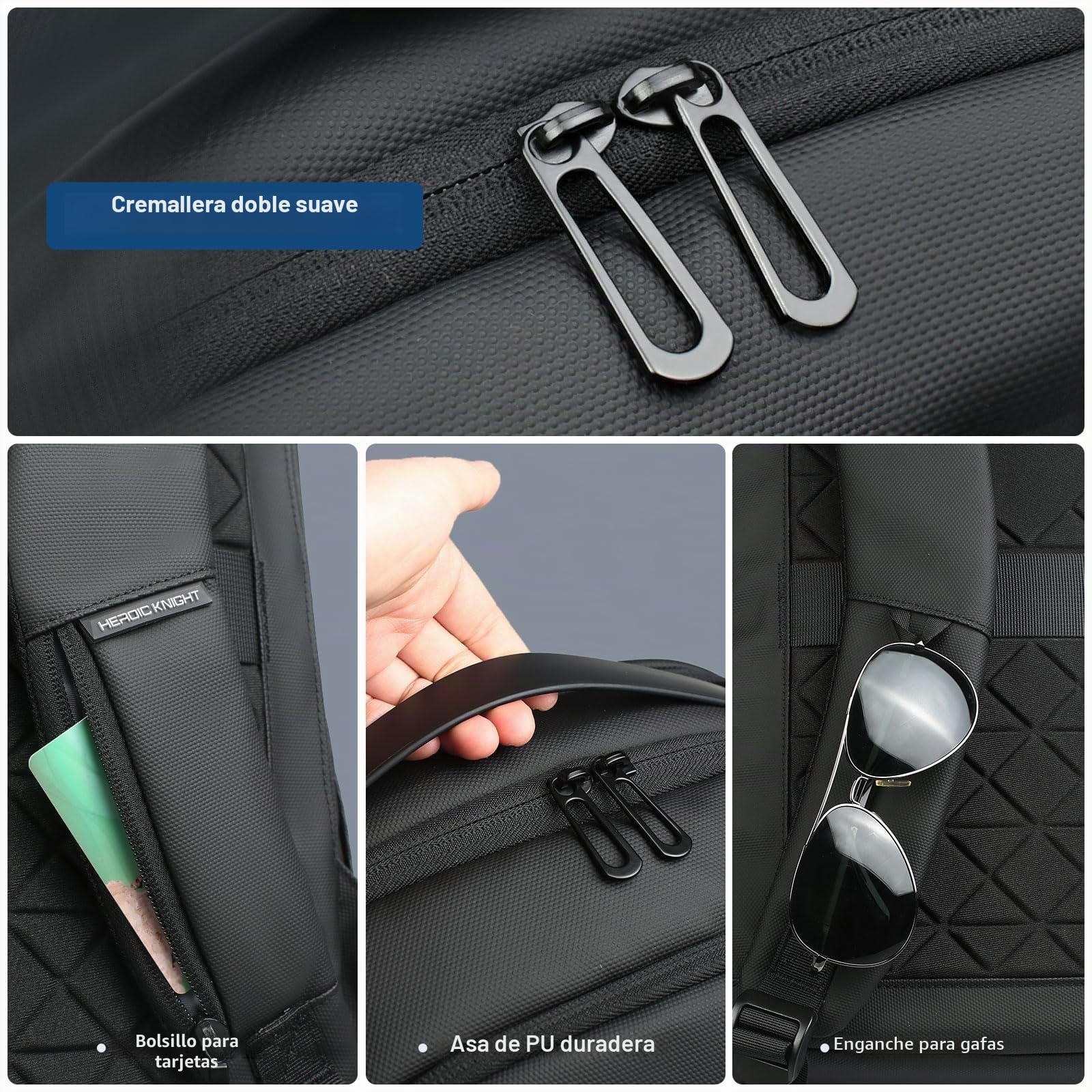 Mochila de Negocios para Ordenador Portátil de 15,6 Pulgadas | Impermeable y Robusta con Puerto de Carga USB - Confort y Almacenamiento Multifuncional para Hombre Volumen 20L (Negro)