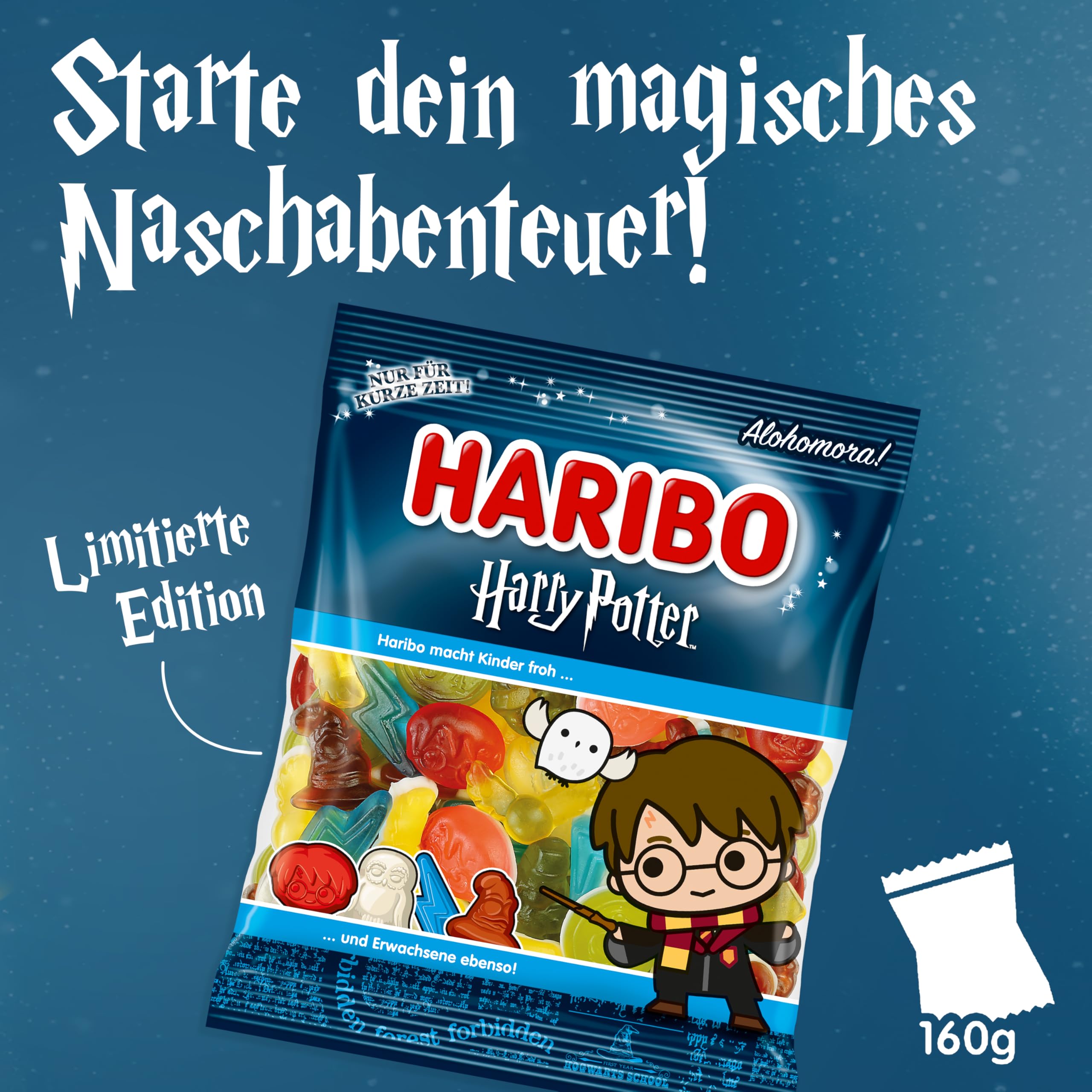 Haribo Harry Potter, Limitowana edycja cukierków, smak owoców, idealny na prezent - 160 g