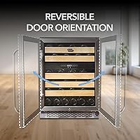 Vista 5 de Whynter BWR-462DZ 46-Bottle Dual Temperature Zone Refrigerador de vino integrado, plateado 46 botellas, plateado