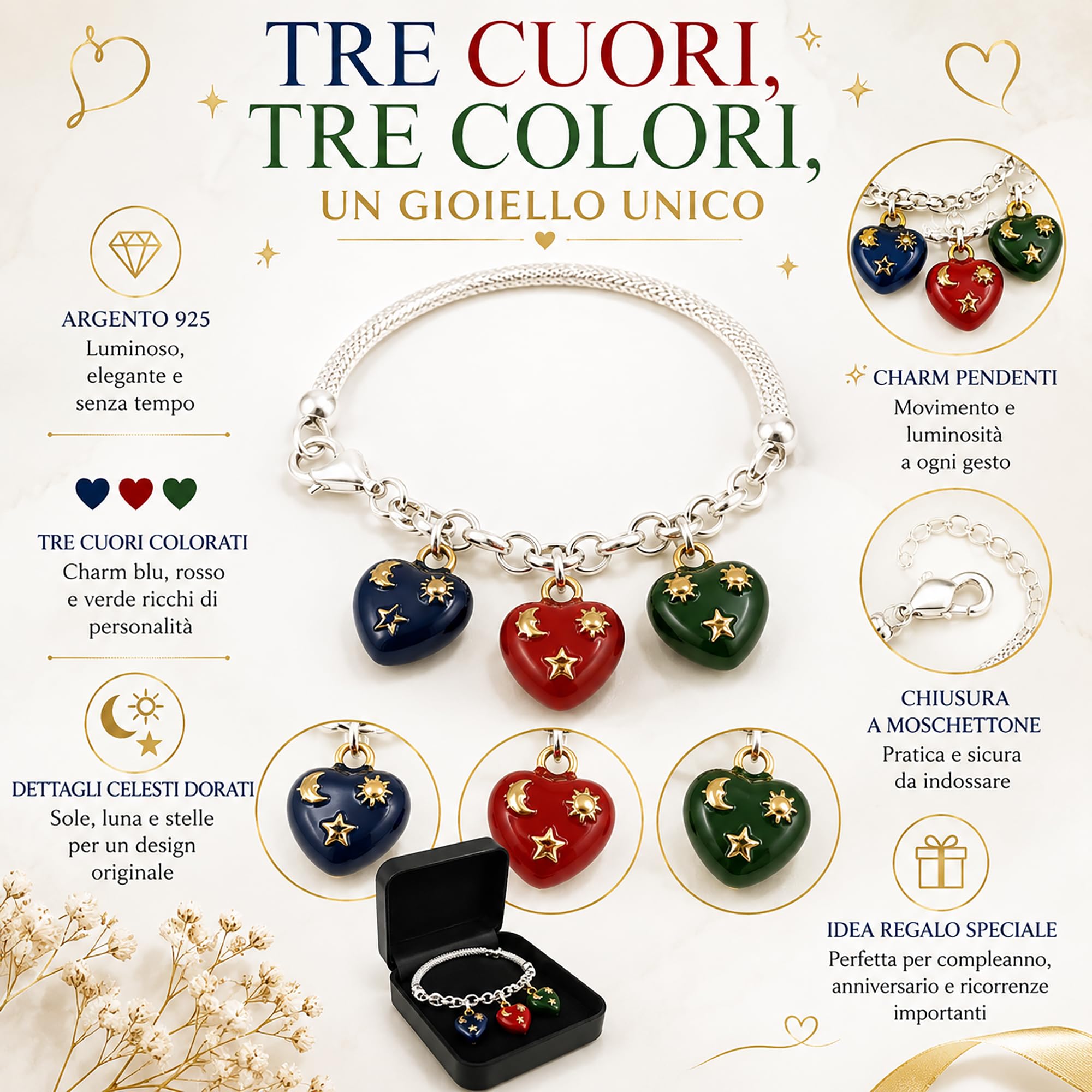 Gioielli Aurum Bracciale Donna Argento 925 con Charm Cuore Pendente
