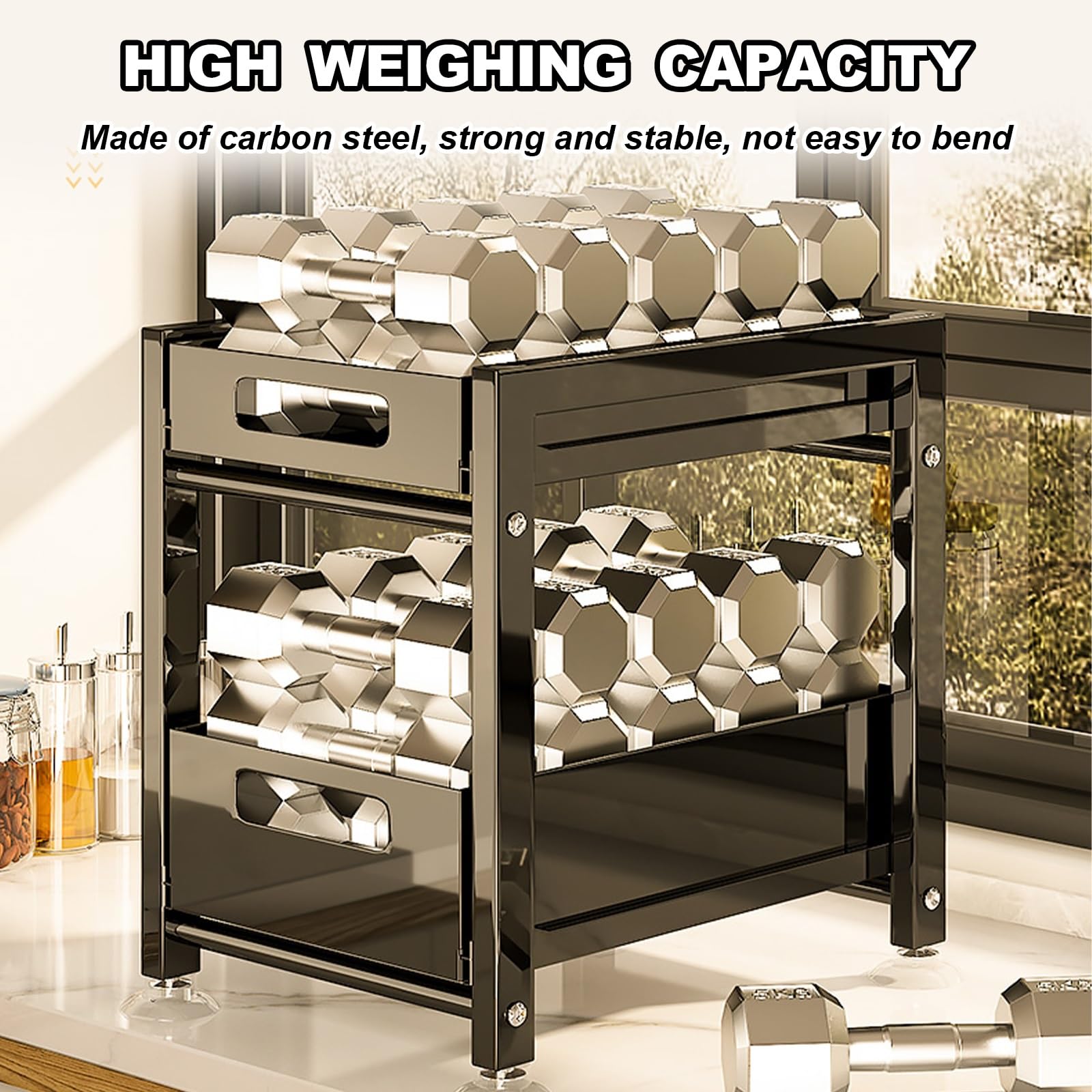 Scaffale sotto il lavello con cassetti, scaffale in metallo per organizer per spezie da cucina, pentole e padelle, soluzione salvaspazio per ripostiglio, ristorante, magazzino
