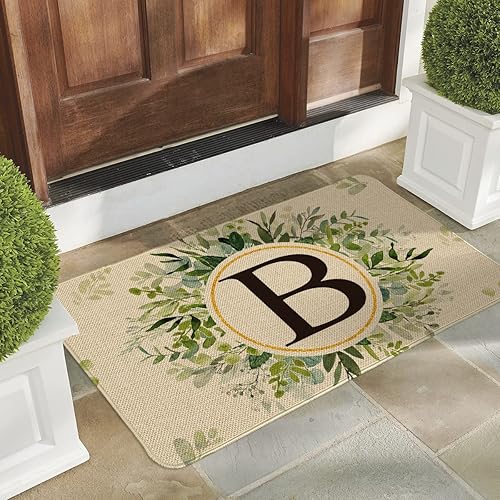 Miniatura 2 de Artoid Mode Tapete con monograma de letra B, apellido familiar, eucalipto, decoración del hogar, tapete de bajo perfil, tapete para puerta de