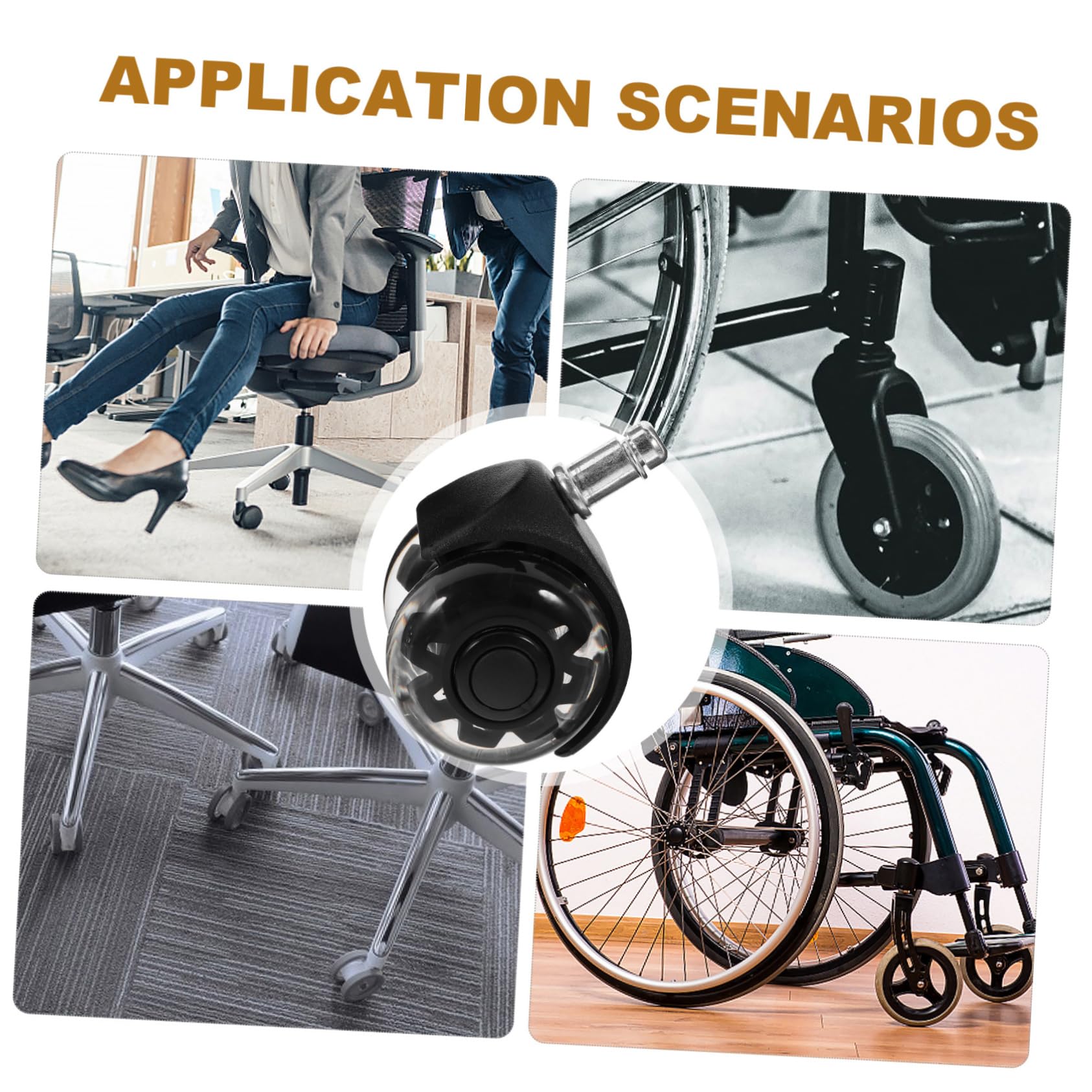 Happyyami 4piezas Ruedas Para Sillas De Oficina Ruedas Giratorias Sin Freno De Repuesto Para Sillas De Ordenador Resistentes Para Casa y Oficina