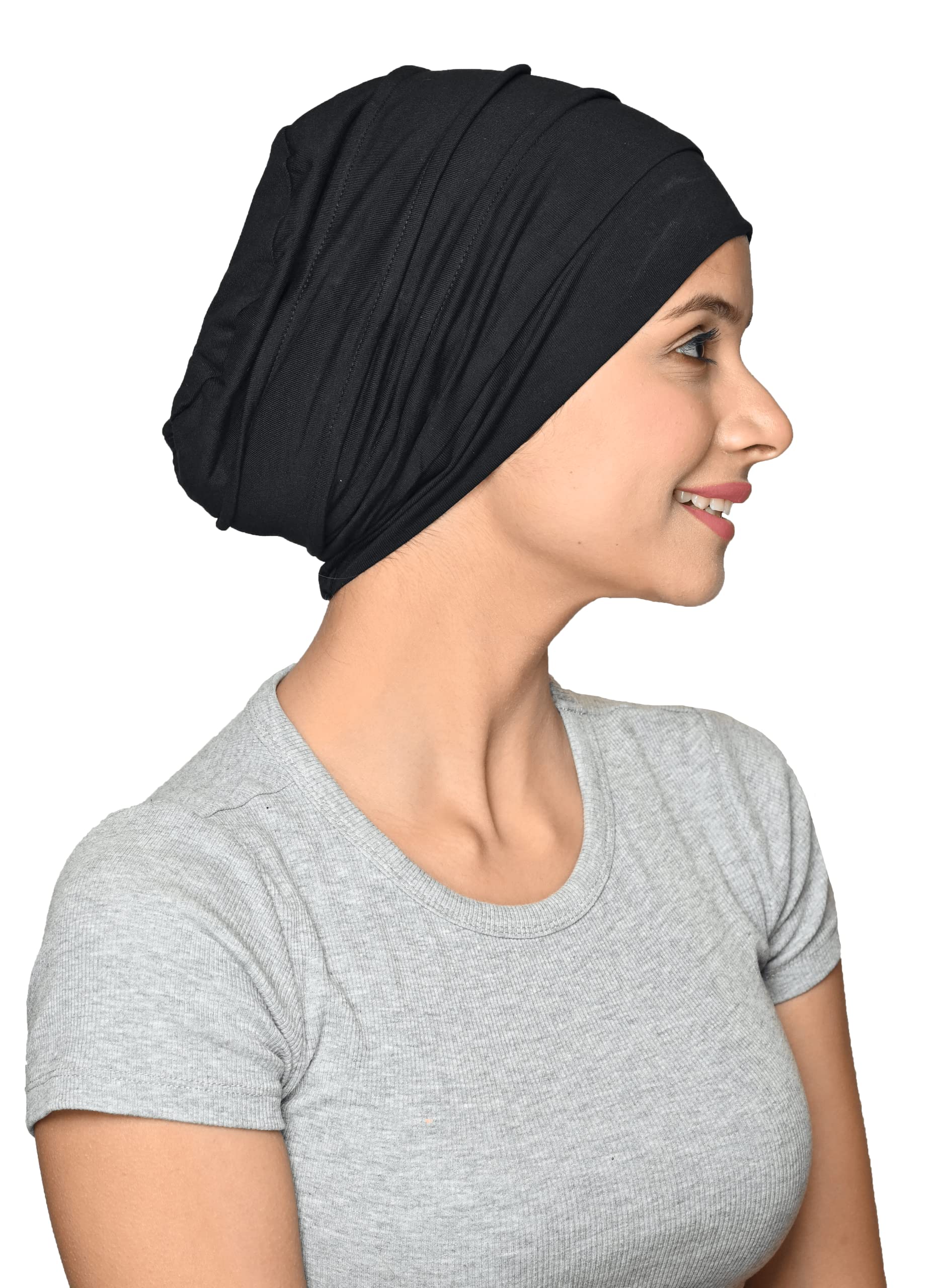 Bamboo Viscose Solid Seams Slouchy Snood Cap for Women