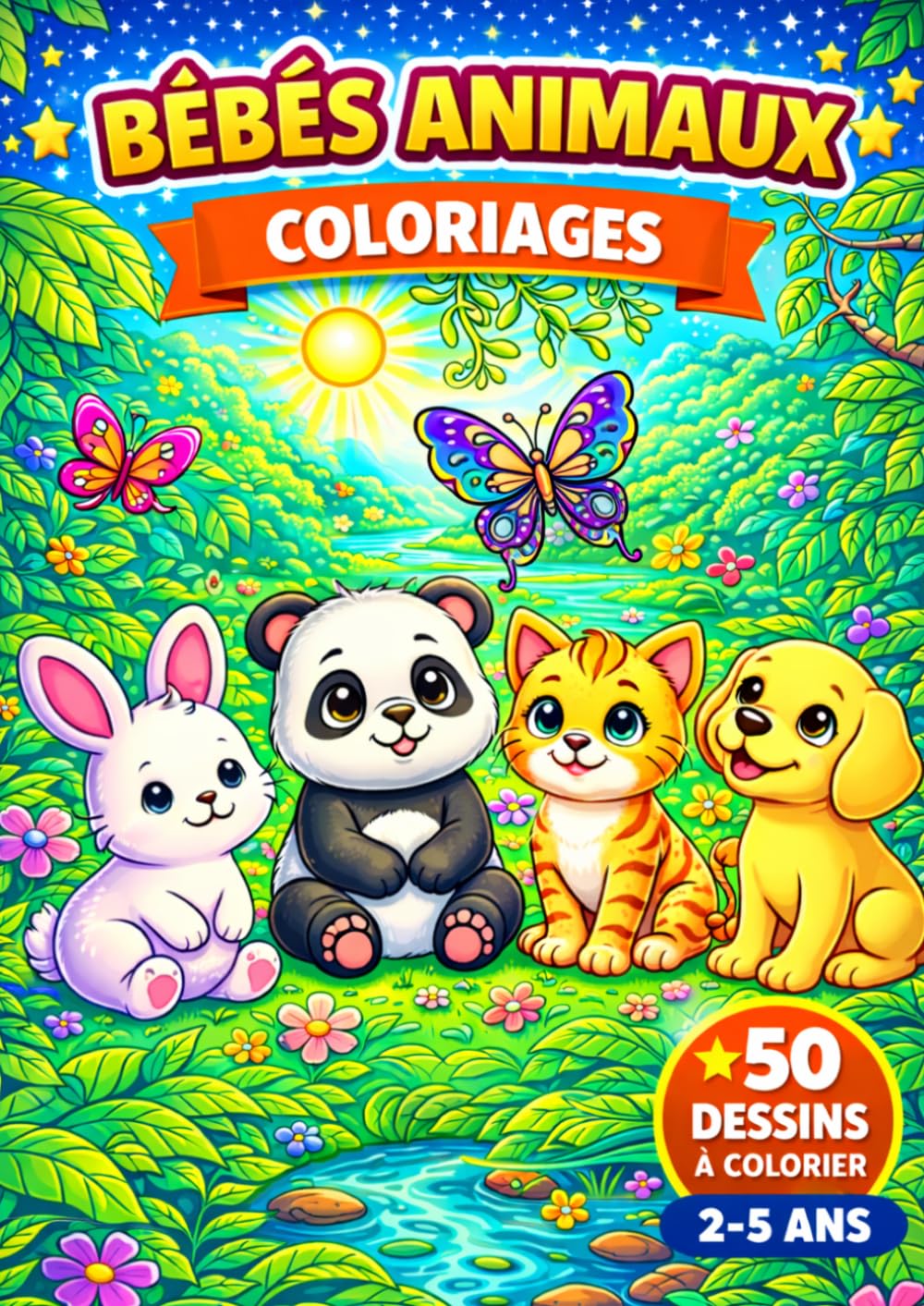 Bébés animaux: Livre de coloriage Bébés animaux pour enfants – 50 coloriages pour les enfants de 2 à 5 ans (JemColorier)