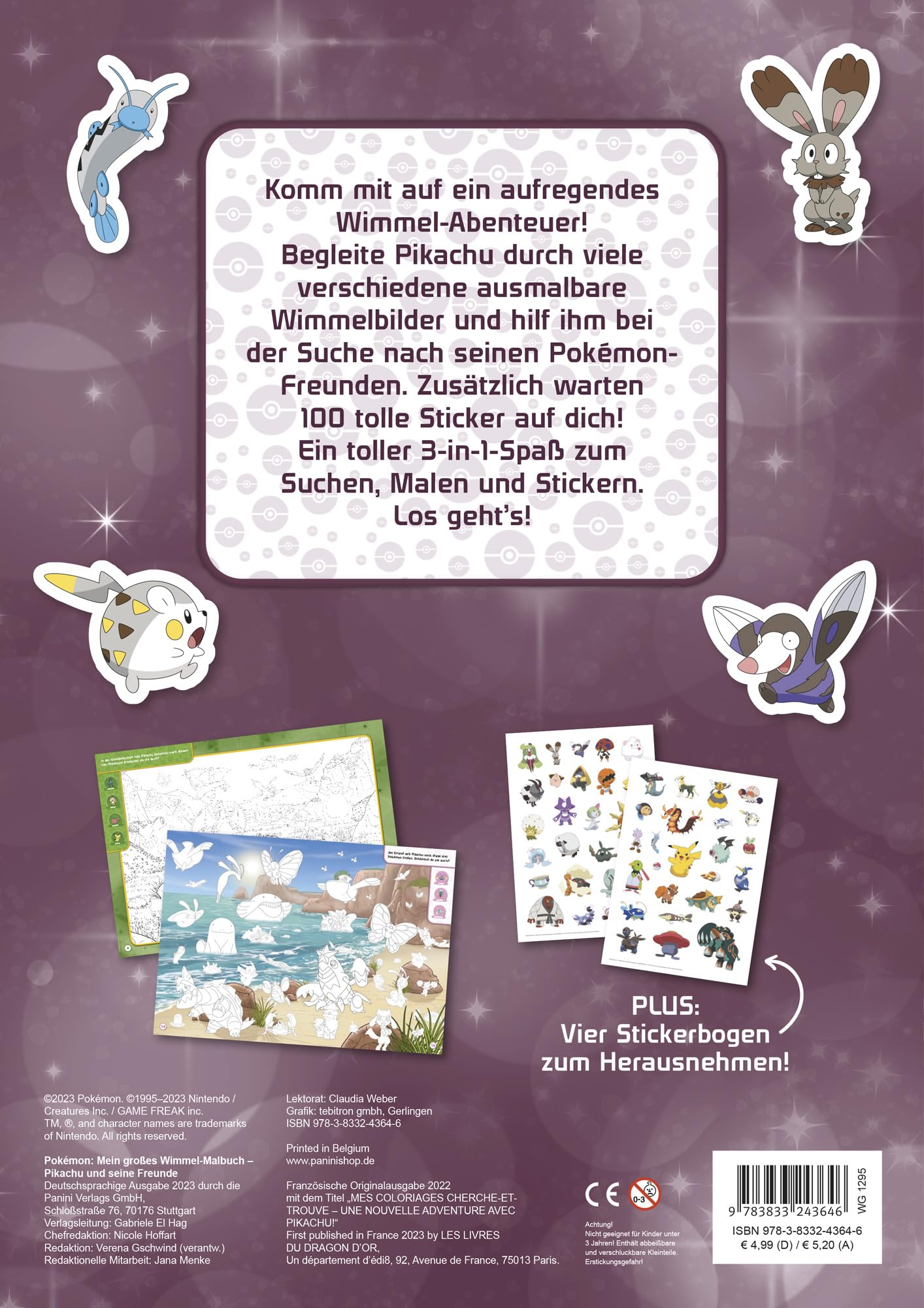 Pokémon: Mein großes Wimmel-Malbuch - Pikachu und seine Freunde: Extra: mit 100 Stickern!