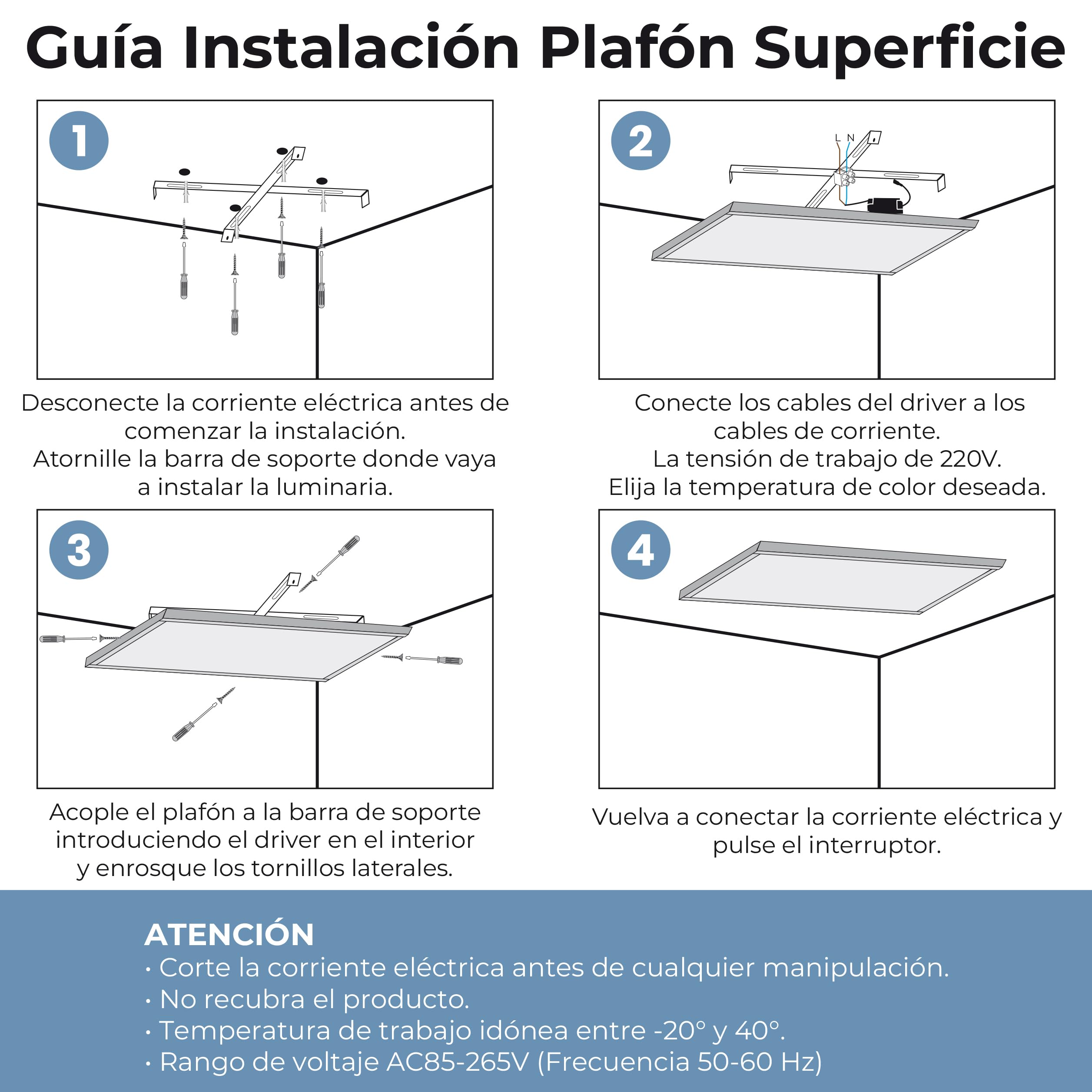 Panneau LED Surface 60x30cm 36W CCT 4000 Lumens Driver inclus