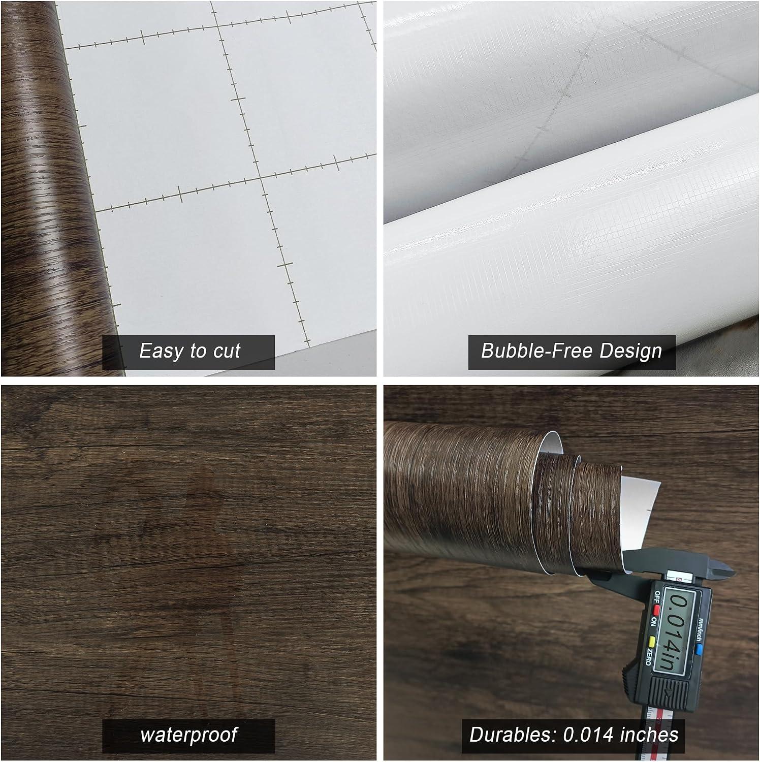 Boobest 48"x354.3" Extra Wide Thick Rustic Wood Contact Paper Peel and Stick Brown Dark Wood Grain Wallpaper Self Adhesive Waterproof Vintage 3D Wood Look Wallpaper for Bathroom Kitchen Wall Furniture