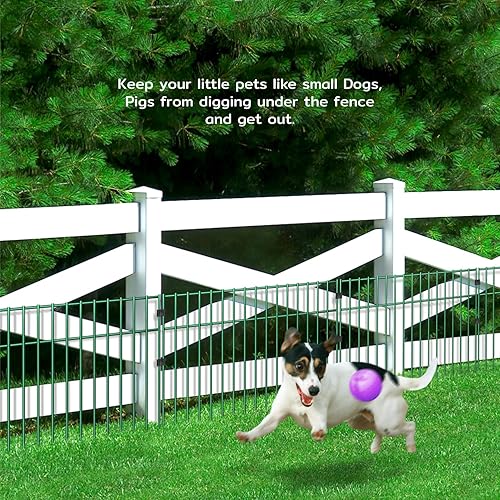 Miniatura 6 de 5 paneles verdes  Valla de barrera de animales, 10 pies de largo x 15 pulgadas de alto, valla sin excavación, valla de perro de animales pequeños,