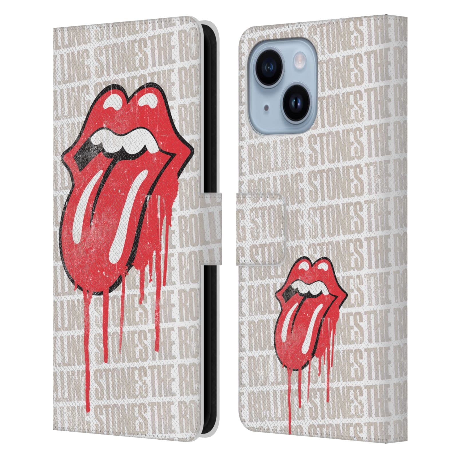 Coque Rolling Stones iPhone 14 Plus étui portefeuille cuir protection - 7