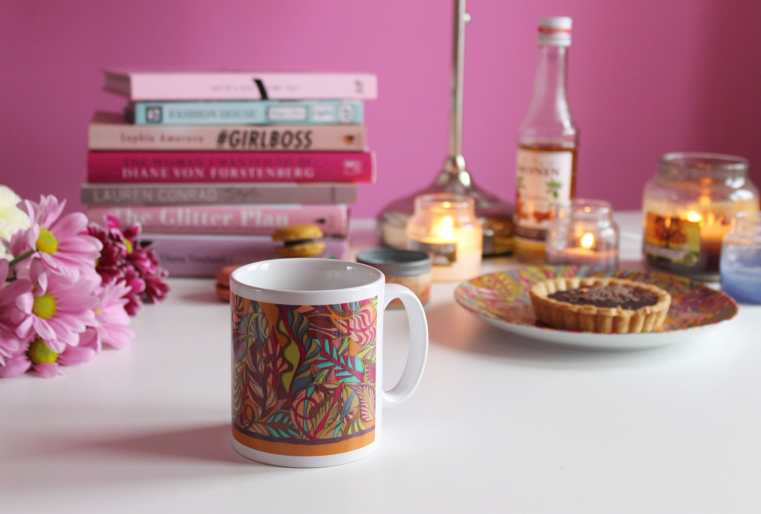Colourful Leaf Patterned Mug