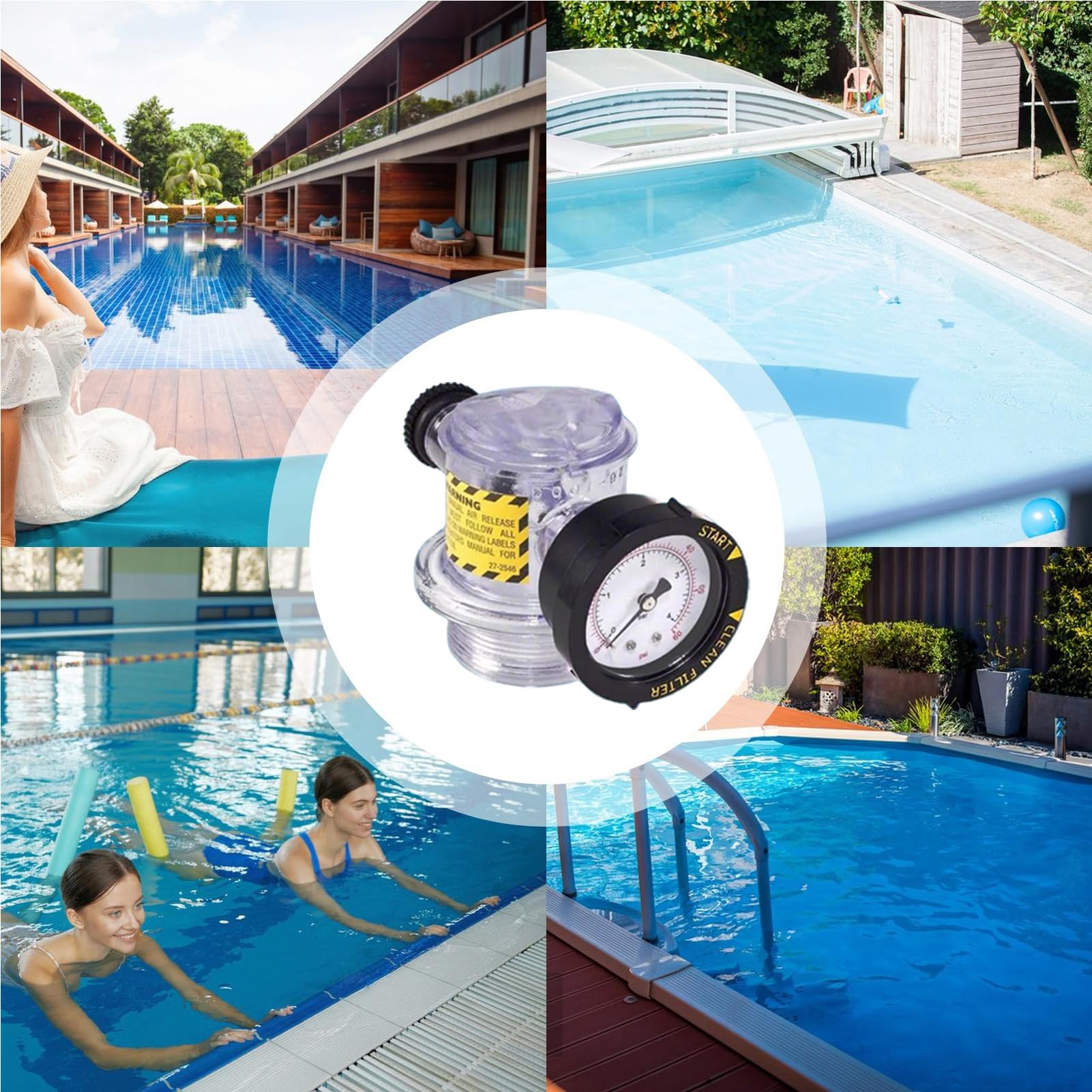 Valvola di scarico 'aria per filtro piscina, valvola di scarico 'aria per | filtro piscina, sostituzione della valvola di sfiato con manometro | parti di ricambio per piscina, gruppo di scarico