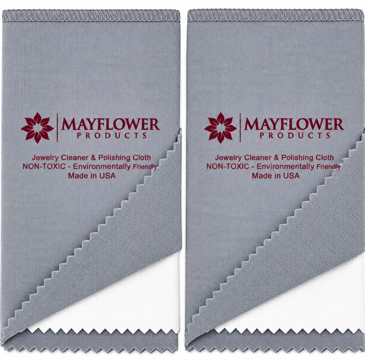 Pro Size Polishing Cloth Set of 2 Large Cleaning Cloths Pure Cotton Made in USA for Gold Silver and Platinum Jewelry Coins Watch, Silverware 11 x 14 inches each Tarnish Remover Keeps Jewelry Shining