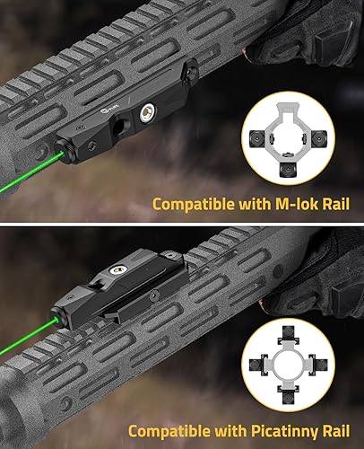 Miniatura 3 de CVLIFE Mira láser verde compatible con riel M-Lok Picatinny, mira láser táctica con batería recargable magnética para rifle, capacidad