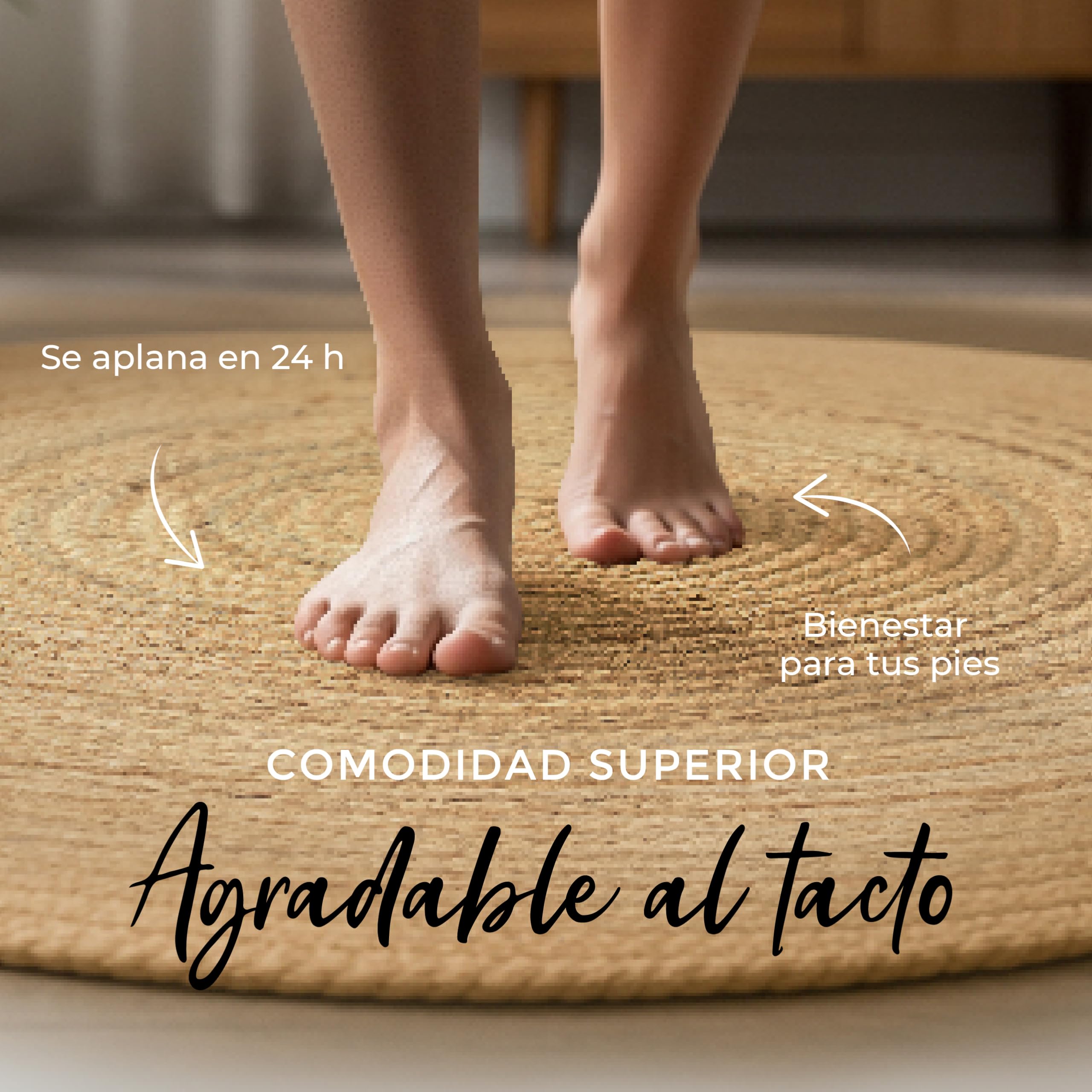 carpetfine Alfombra de Yute Nele Redonda Color Natural Beige Ø 90 cm Tejido a Mano con Yute | Alfombra Natural Moderna Uni Boho Tejido Plano Redonda para salón, Dormitorio, Pasillo y Cocina