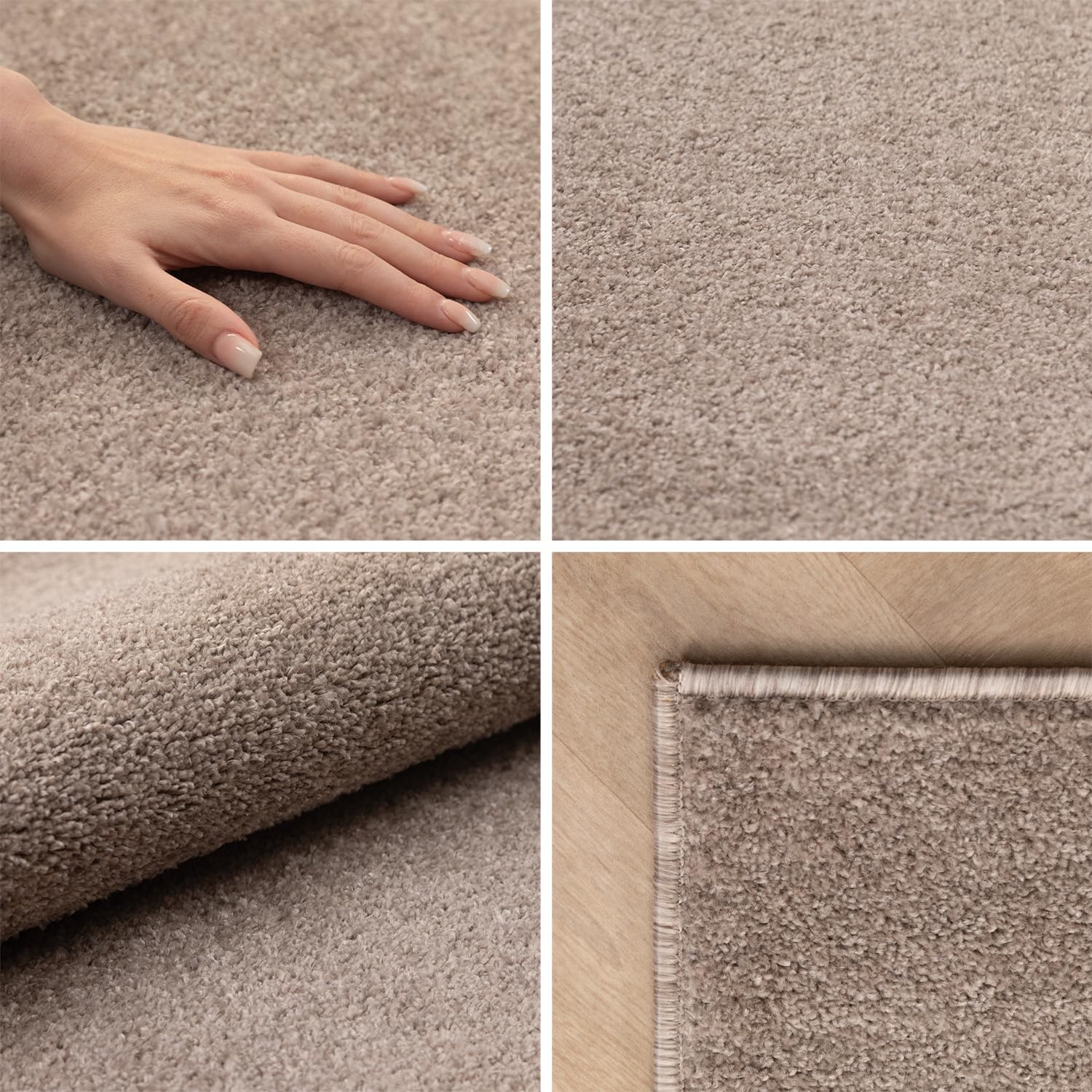 SIMPEX Teppich 280x370 cm Beige, Kurzflor, Einfarbig, Modern, Rechteckig, Pflegeleicht, rutschfest, XXL Bodenteppich für Wohnzimmer, Schlafzimmer, Essbereich