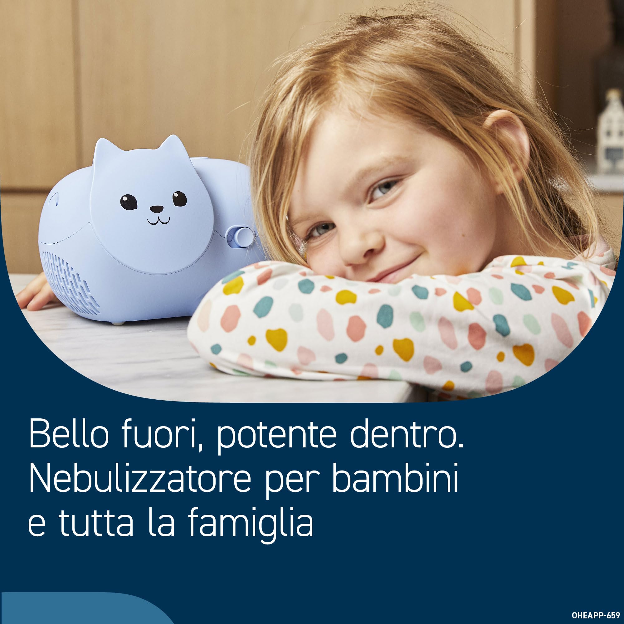 OMRON Nami Cat Aerosol – Aerosol bambini, compatta e potente per trattamenti efficaci delle patologie respiratorie nei bambini