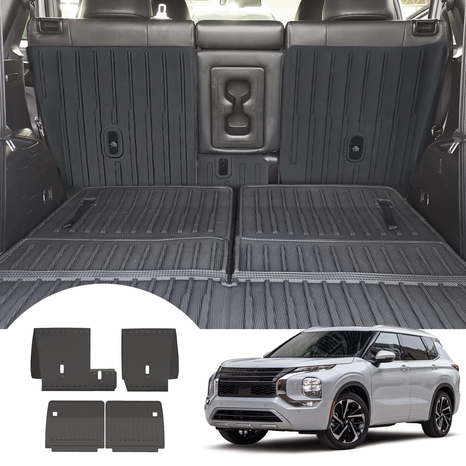 Photo 1 of CARESA Seat Back Cover 2rd and 3rd Row for Mitsubishi 2022-2023 Outlander Accesssories, TPE Nonslip and Waterproof Seatback Protector with Velcro, Dog Seat Liner Seat Back Covers