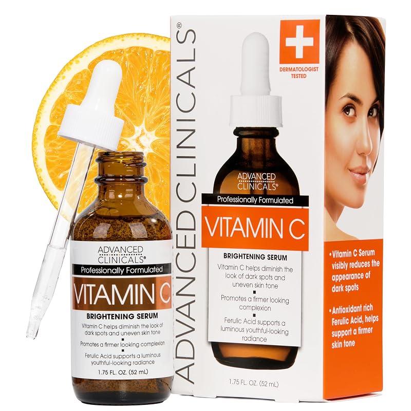 Advanced Clinicals Sérum Facial com Vitamina C, Ácido Glicólico e Ácido Láctico, 50 mL