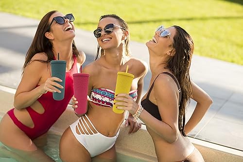 Miniatura 6 de MDOMINIQUE Vaso con tapa y pajilla, vaso reutilizable con tapa y pajilla, vaso para agua con popote y tapa (24 onzas, verde mate)