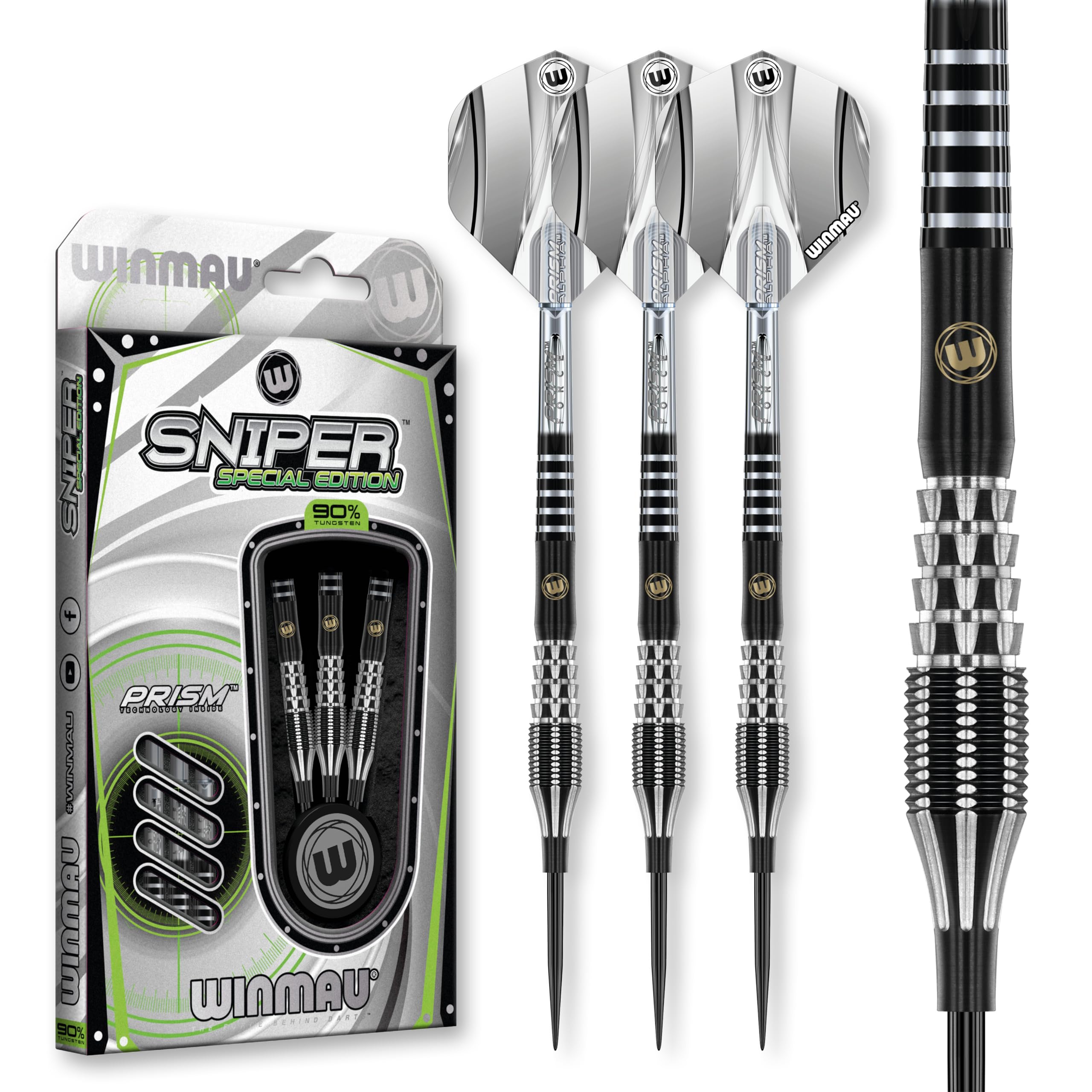 WINMAU Sniper Special Edition 24 Gram Professional Tungsten Darts Set with Flights and Stems (Shafts)