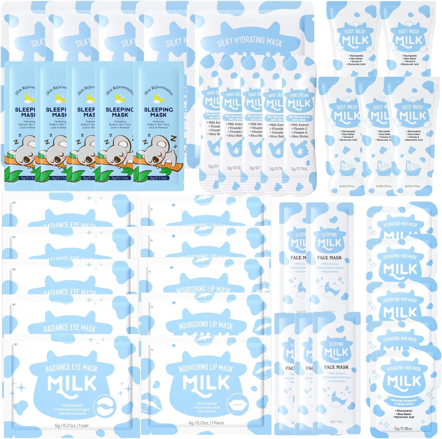 40PCS Milk Skincare Set - Pamper Gifts for Women,Girls Gifts Skincare Set with Face Mask,Lip& Eye Masks,Serum,Face Cream, Hand Cream,Mud Mask & Exfoliating Scrub - Hydrating & Nourishing Gift Set