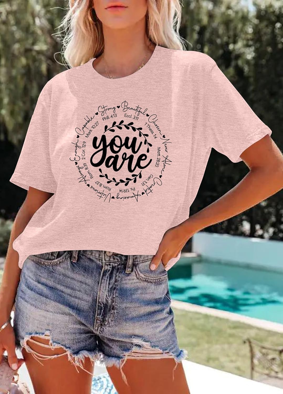 Christian Tshirts for Women You are Shirts Inspiration Tees Graphic Jesus Faith Casual Short Sleeve Blouse Tops - Image 4