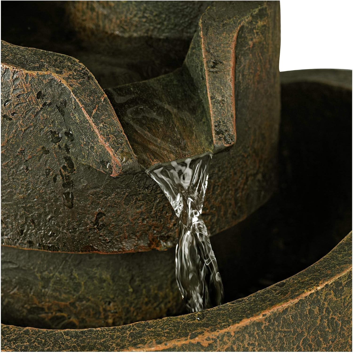 Modern Rustic Zen Indoor Cascading Small Tabletop Water Fountain 3-Tier Bronze Faux Stone 9 3/4" for Table Desk-Top Home Office Bedroom House Relaxation Living Room - John Timberland