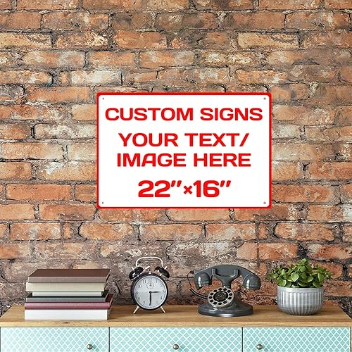 Miniatura 6 de Letreros personalizados, letrero de metal de aluminio resistente a la intemperie, varios tamaños, texto e imagen personalizados aquí, letreros de