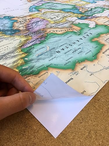 Miniatura 8 de Vinilo decorativo grande de 53 x 36 pulgadas con mapa del mundo ejecutivo  Papel tapiz fácil de colgar para pegar y despegar  Mapa de pared del