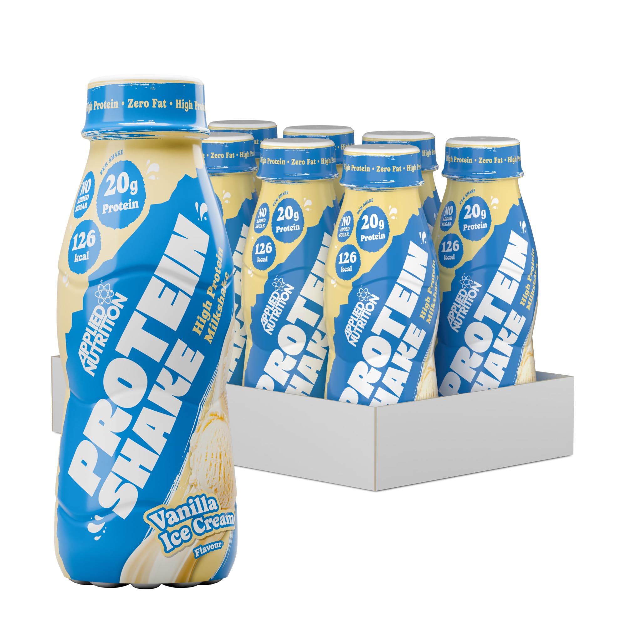 Applied Nutrition Protein Shakes - High Protein Shake Ready To Drink, Protein Drink With 20g Of Protein, Low Fat Protein Shake, On The Go Bottle - 8 x 330ml (Vanilla)