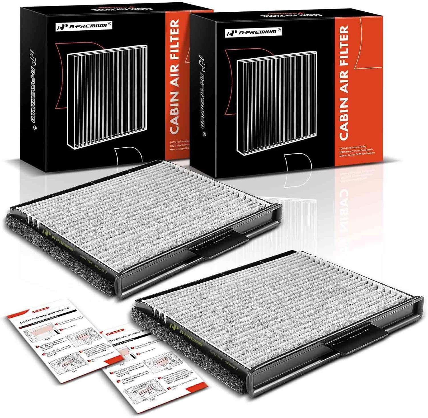 A-Premium 2-PC Cabin Air Filter with Activated Carbon Compatible with Ford F-150 1997-2004, F-250, F-350, Expedition, F-150 Heritage, F-250 HD, F Super Duty, F-53, F-59 & Lincoln Blackwood, Navigator
