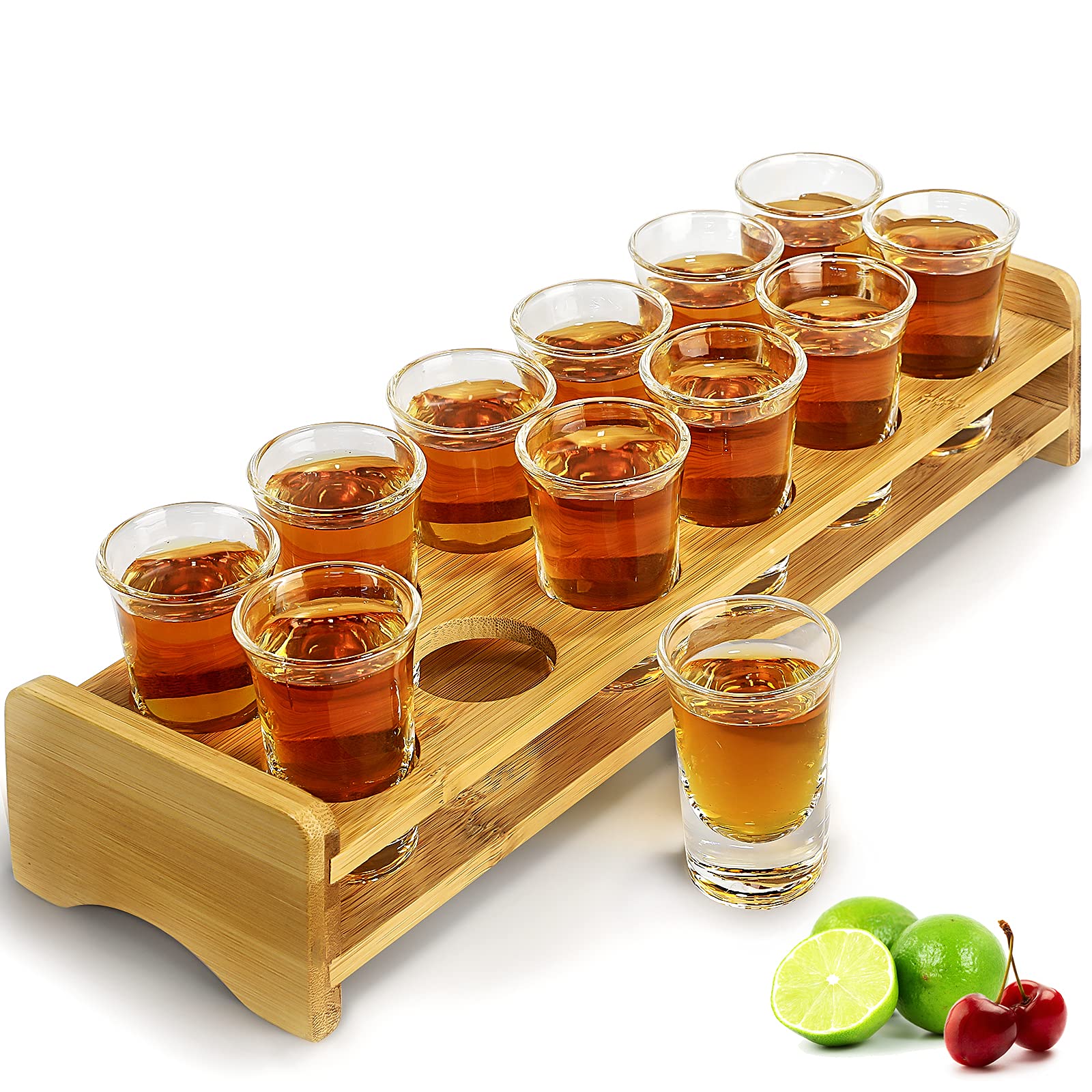 Shot Glasses Set 12pcs 30ml/1oz Shot Glass Tray Holder