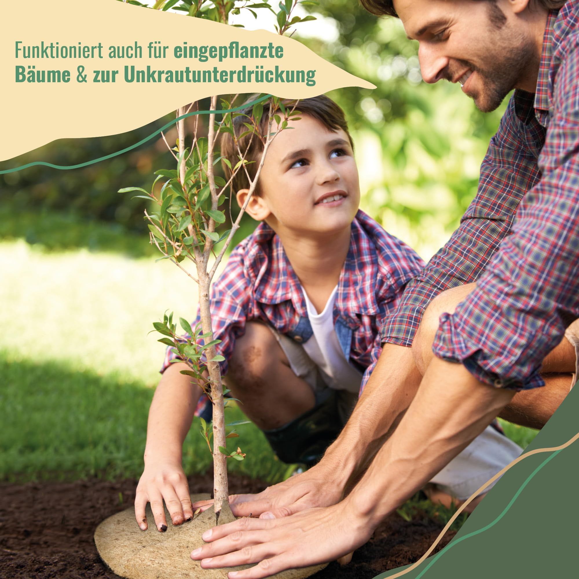 ProFlora® Kokos Mulchscheibe Winterschutz - Biologisch abbaubare Kokosscheibe als Winterschutzmatte für Pflanzen (100 cm, 5 Stück)